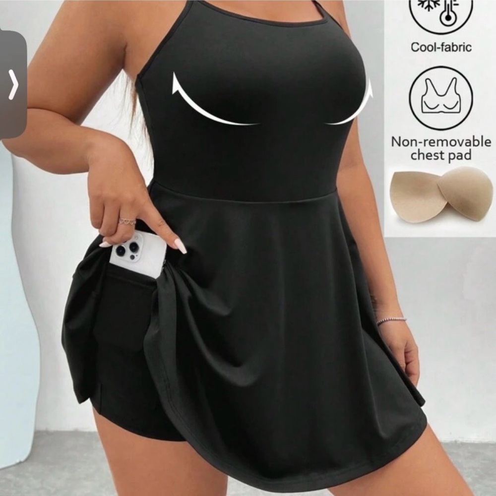 Black Swim Dress with Built-In Shorts